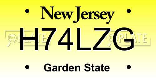 H74LZG New Jersey License Plate