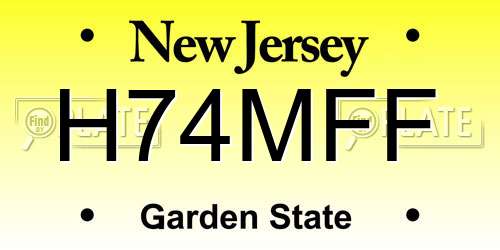 H74MFF New Jersey License Plate