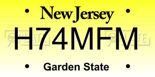 H74MFM New Jersey License Plate