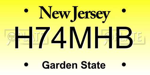 H74MHB New Jersey License Plate