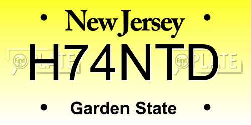 H74NTD New Jersey License Plate