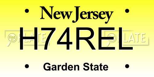 H74REL New Jersey License Plate