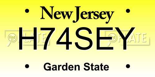 H74SEY New Jersey License Plate