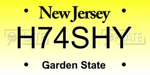 H74SHY New Jersey License Plate