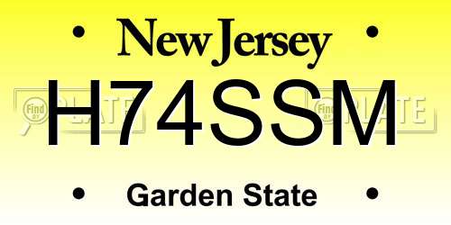 H74SSM New Jersey License Plate