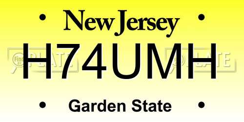 H74UMH New Jersey License Plate