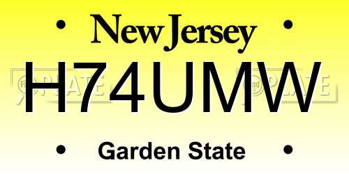 H74UMW New Jersey License Plate