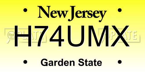 H74UMX New Jersey License Plate