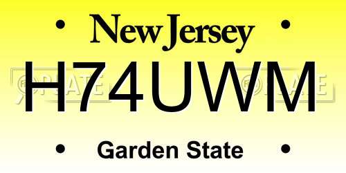 H74UWM New Jersey License Plate