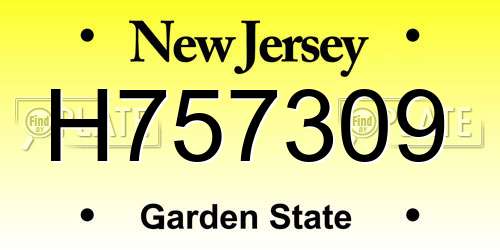 H757309 New Jersey License Plate