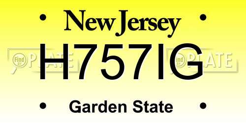 H757IG New Jersey License Plate