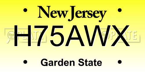 H75AWX New Jersey License Plate