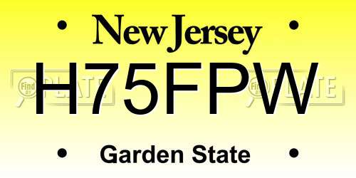 H75FPW New Jersey License Plate