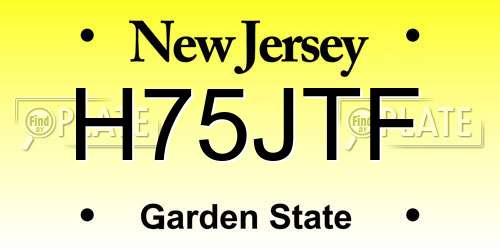 H75JTF New Jersey License Plate