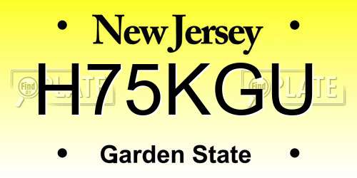 H75KGU New Jersey License Plate