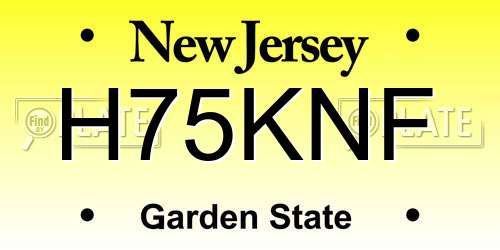 H75KNF New Jersey License Plate