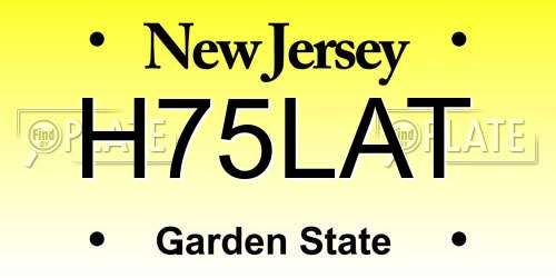 H75LAT New Jersey License Plate