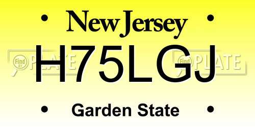H75LGJ New Jersey License Plate
