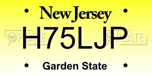 H75LJP New Jersey License Plate