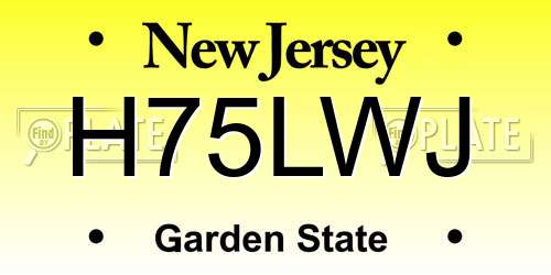 H75LWJ New Jersey License Plate