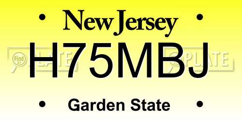 H75MBJ New Jersey License Plate