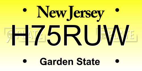 H75RUW New Jersey License Plate