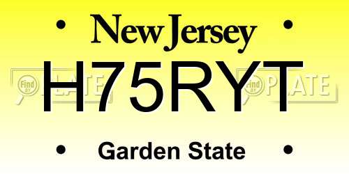 H75RYT New Jersey License Plate