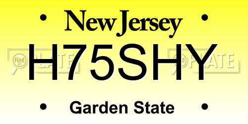 H75SHY New Jersey License Plate