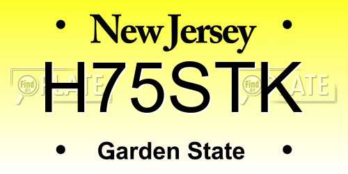 H75STK New Jersey License Plate