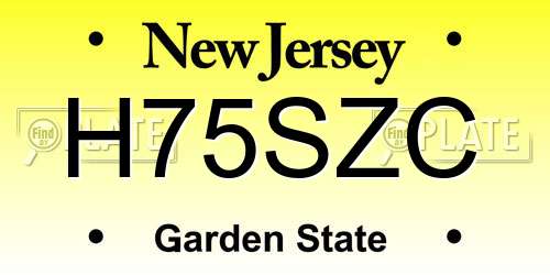 H75SZC New Jersey License Plate