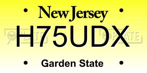 H75UDX New Jersey License Plate