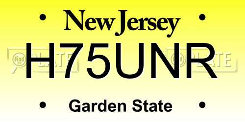 H75UNR New Jersey License Plate