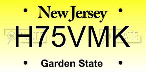 H75VMK New Jersey License Plate
