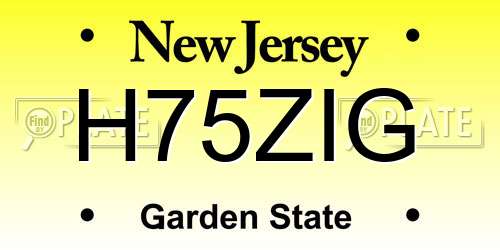 H75ZIG New Jersey License Plate