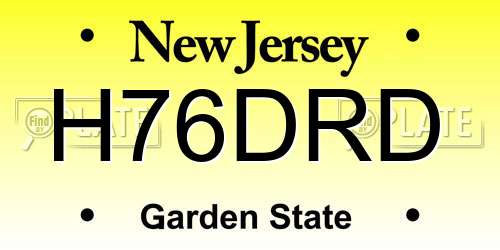 H76DRD New Jersey License Plate