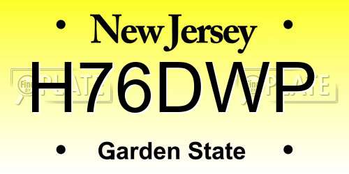 H76DWP New Jersey License Plate