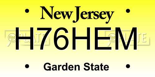 H76HEM New Jersey License Plate