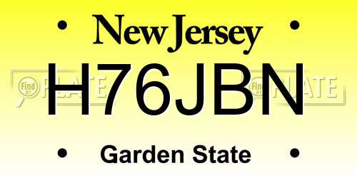 H76JBN New Jersey License Plate