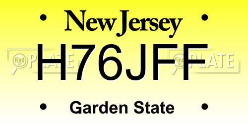 H76JFF New Jersey License Plate
