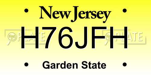 H76JFH New Jersey License Plate