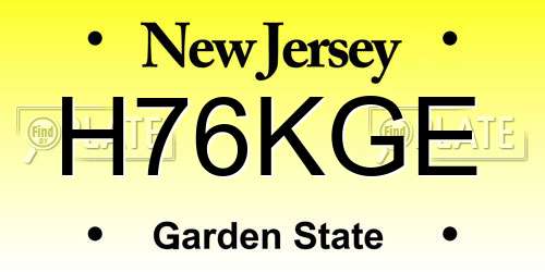 H76KGE New Jersey License Plate