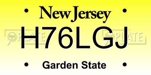 H76LGJ New Jersey License Plate