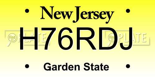 H76RDJ New Jersey License Plate
