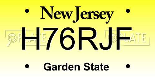 H76RJF New Jersey License Plate