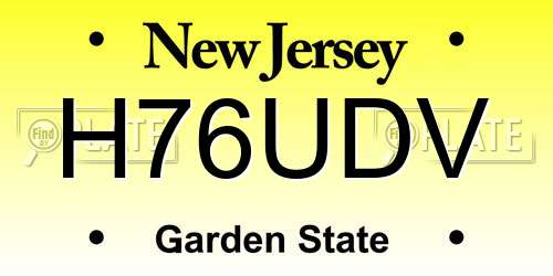 H76UDV New Jersey License Plate