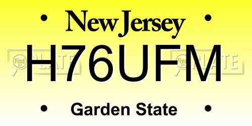 H76UFM New Jersey License Plate