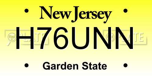 H76UNN New Jersey License Plate