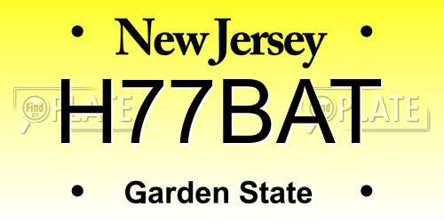 H77BAT New Jersey License Plate
