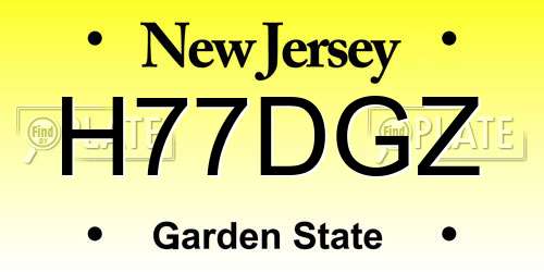 H77DGZ New Jersey License Plate