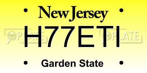 H77ETI New Jersey License Plate